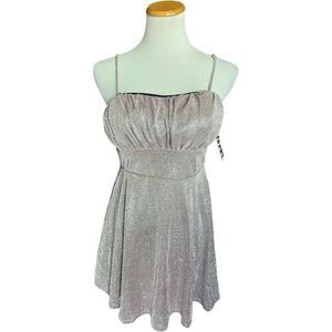 NWT Womens Trixxi Rose Gold Glitter Fit & Flare Gorgeous Party Dress - Sz L